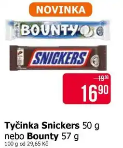Teta Tyčinka Snickers 50 g nebo Bounty 57 g nabídka