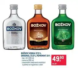 Makro BOŽKOV VODKA 37,5 %, ORIGINÁL 37,5 %, PEPRMINT 19 % nabídka