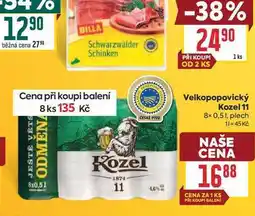 Billa Velkopopovický Kozel 11 8× 0,51, plech nabídka