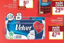 Billa Velvet Toaletní papír 146,4 m, 2 druhy nabídka