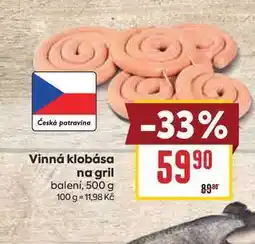 Billa Vinná klobása na gril balení nabídka