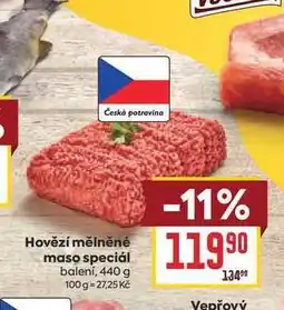 Billa Hovězí mělněné maso speciál balení nabídka