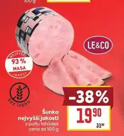 Billa Šunka nejvyšší jakosti z pultu lahůdek cena za nabídka