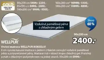 JYSK Vrchní matrace WELLPUR BOKSELVI nabídka