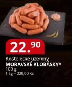 Potraviny CZ Kostelecké uzeniny Moravské klobásky nabídka