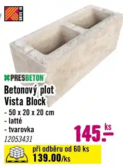 Hornbach Betonový plot Vista Block nabídka