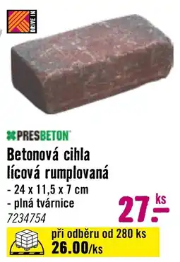 Hornbach Betonová cihla lícová rumplovaná nabídka