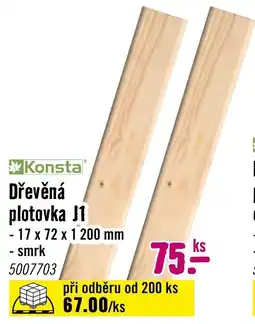 Hornbach Dřevěná plotovka J1 nabídka