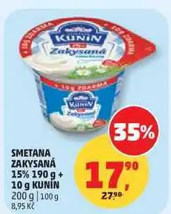 Penny Market SMETANA ZAKYSANÁ 15% 190 g + 10 g KUNIN, 200 g nabídka