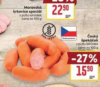 Billa Český špekáček z pultu lahůdek cena za nabídka