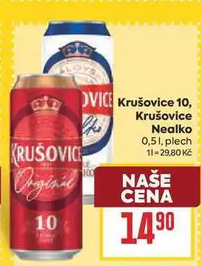 Billa Krušovice Nealko 0,51, plech nabídka