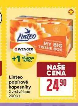 Billa Linteo papírové kapesníky 2 vrstvé box 200 ks nabídka