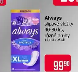 Teta Always slipové vložky 40-80 ks, různé druhy nabídka