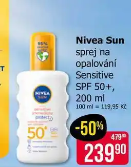 Teta Nivea Sun sprej na opalování Sensitive SPF 50+, 200 ml nabídka