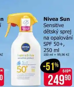 Teta Nivea Sun Sensitive dětský sprej na opalování SPF 50+, 250 ml nabídka