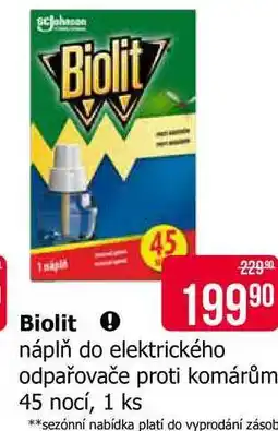 Teta Biolit Biolit náplň do elektrického odpařovače proti komárům 45 nocí, 1 ks nabídka