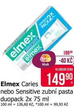 Teta Elmex Sensitive Zubní pasta 2x75ml, vybrané druhy nabídka