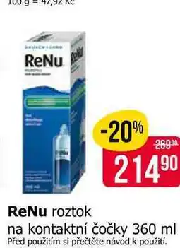 Teta ReNu Roztok na kontaktní čočky nabídka