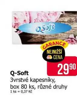 Teta Q-Soft 3vrstvé kapesníky, 2990 box 80 ks, různé druhy nabídka