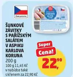 Penny Market ŠUNKOVÉ ZÁVITKY S PAŘÍŽSKÝM SALÁTEM VASPIKU KARLOVA KORUNA nabídka