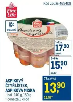 Makro Aspikový čtyřlístek, aspiková miska nabídka