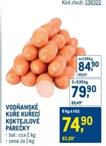 Makro Vodňanské kuře kuřecí koktejlové párečky nabídka