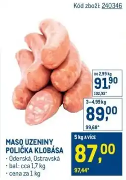 Makro Maso uzeniny polička klobása nabídka