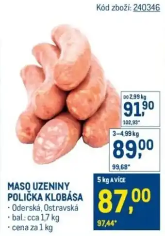 Makro Maso uzeniny polička klobása nabídka