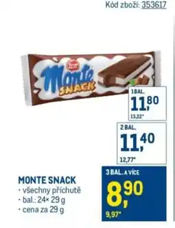 Makro Monte snack nabídka