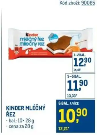 Makro Kinder mléčný řez nabídka