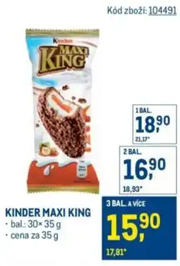 Makro Kinder maxi king nabídka