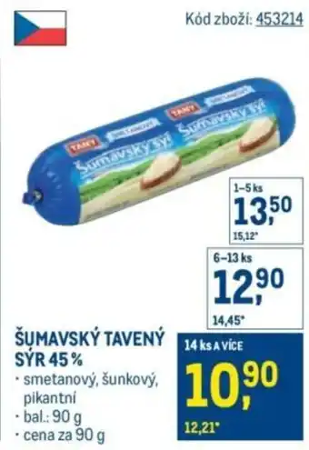 Makro Šumavský tavený sýr 45% nabídka