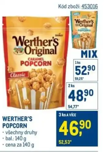 Makro Werther's popcorn nabídka