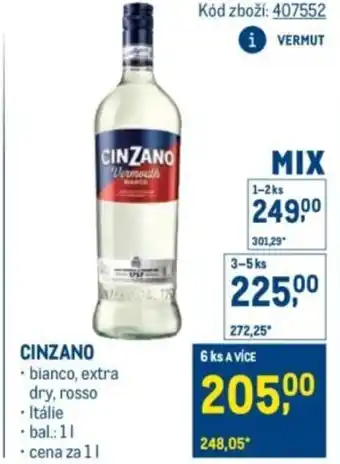 Makro Cinzano nabídka