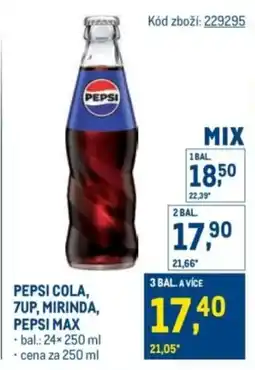 Makro Pepsi cola, 7Up, mirinda, pepsi max nabídka