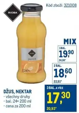 Makro Džus, nektar nabídka