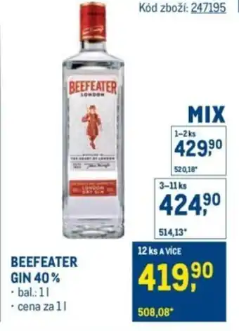 Makro Beefeater gin 40% nabídka