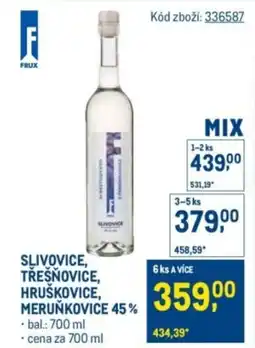 Makro Slivovice, třešňovice, hruškovice, meruňkovice 45% nabídka