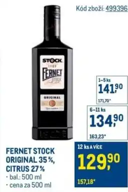 Makro Fernet stock original 35%, citrus 27% nabídka