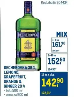 Makro Becherovka 38%, lemond, grapefruit, orange & ginger 20% nabídka