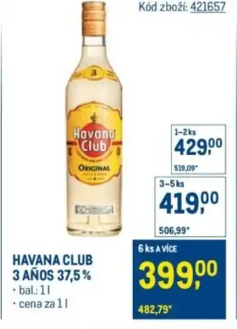Makro Havana club 3 anos 37,5% nabídka