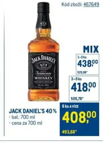 Makro Jack daniel's 40% nabídka