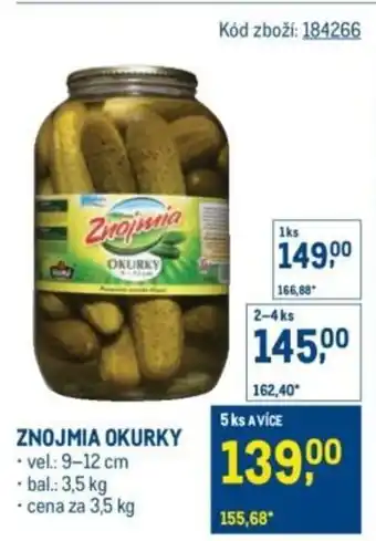 Makro Znojmia okurky nabídka