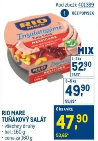 Makro Rio mare tunakový salát nabídka