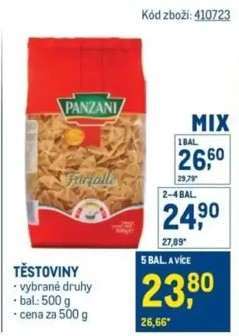 Makro Těstoviny nabídka