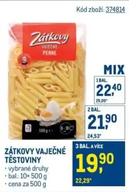 Makro Zátkovy vaječné těstoviny nabídka