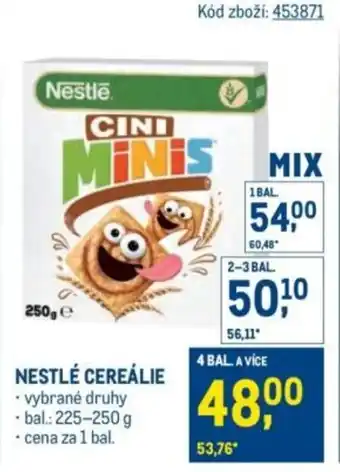 Makro Nestlé cereálie nabídka