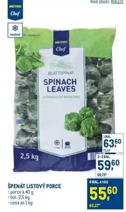 Makro METRO Chef Špenát listový porce nabídka