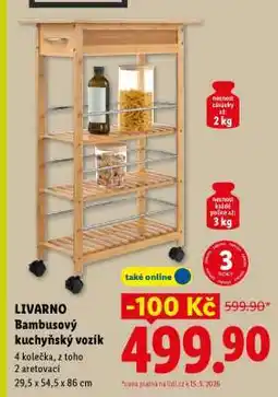 Lidl LIVARNO Bambusový kuchyňský vozík nabídka