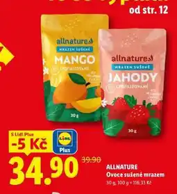 Lidl allnature Ovoce sušené mrazem nabídka